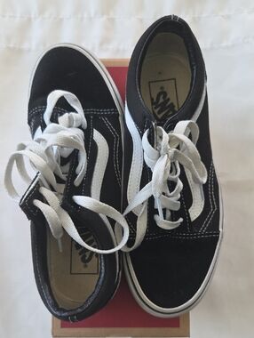 Vans Kids Black and White Old Skool Skate Sneakers